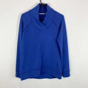 Athleta Lapis Blue Shawl Collar Fleece Sweatshirt Size S
